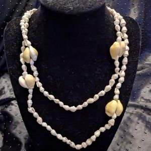 Handcrafted Shell Strand Necklace in Cream and Yellow #43